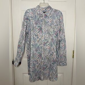 NWOT Ralph Lauren Pink Paisley Button Down Logo Pajama Shirt Medium